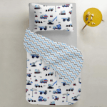 Teenage bedding set BUILDING BLUE GRAY / sheet with elastic 90x200x20 / - image-1